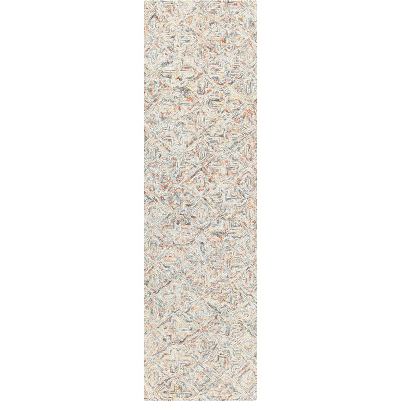 Barranco Hand Tufted Wool Gray/Yellow/Orange Area Rug, Runner 2'3" x 8'