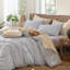 Ensemble de housse de couette à rayures 100% coton lavé MooMee-118026350-111721001