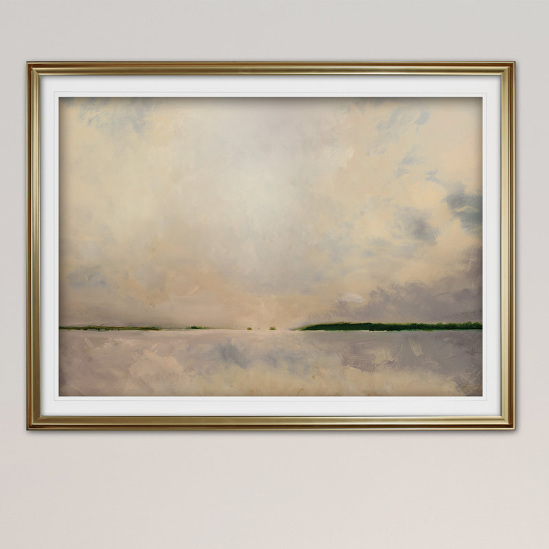 « new réfléchis », reproduction de peinture à l’acrylique encadrée, Or, H 28 po x l 38 po x P 1,5 po