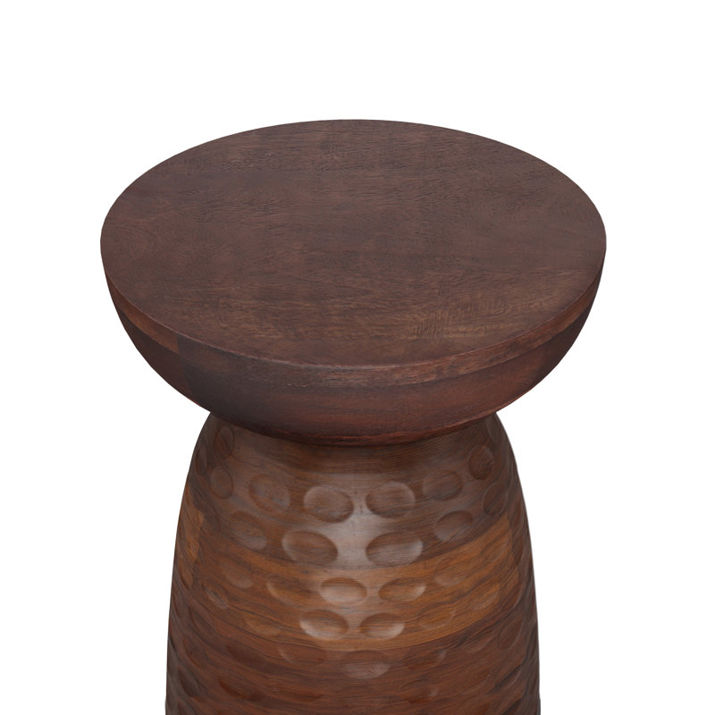 Boyd Warm Dark Brown Solid Wood Round Accent Table