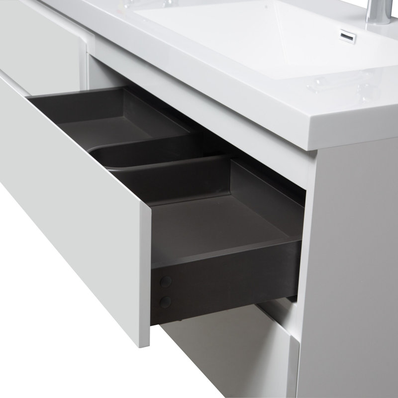 Meuble-lavabo mural moderne pour salle de bain, Blanc