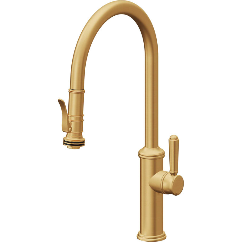 Davoli Kitchen Faucet, Lifetime Satin Gold, Vintage Lever