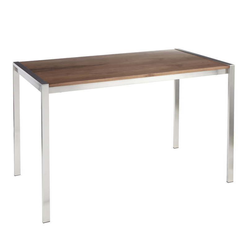 Derik Glass Top Metal Base Dining Table, Silver, Clear Glass.