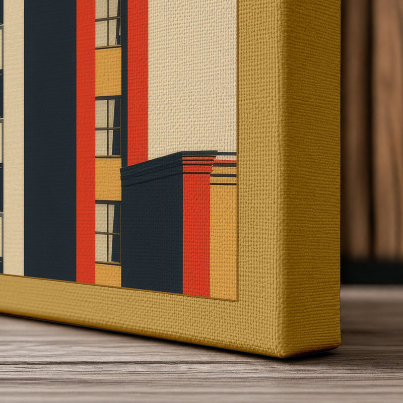 Modernist Structure Art Deco - Wrapped Canvas, 36x24 - 91.4 x 61.0 cm, Ochre Border