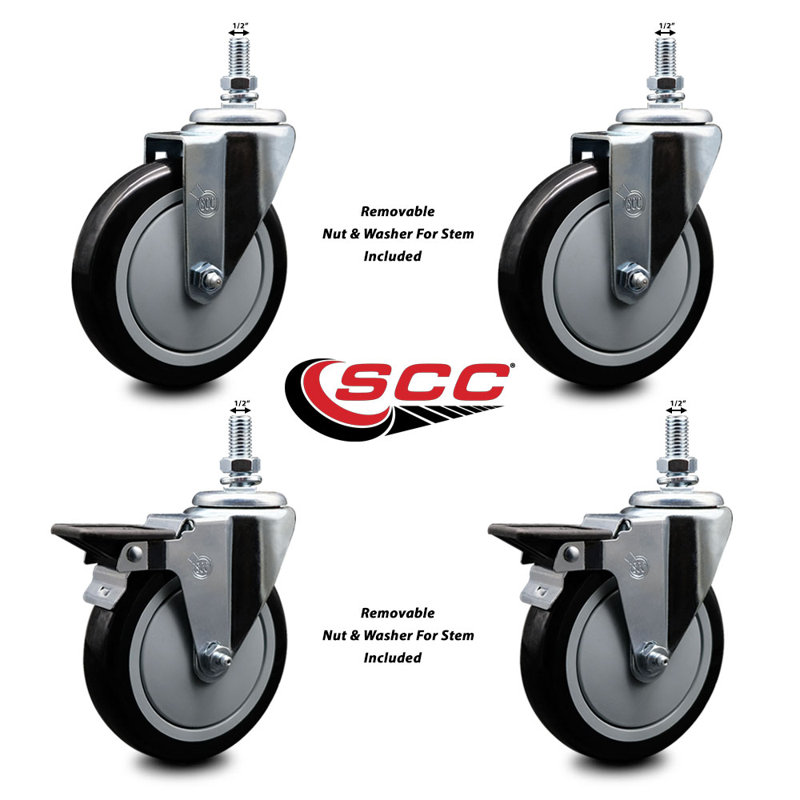 Polyurethane Wheel Swivel ½ Inch Threaded Stem Caster SCC