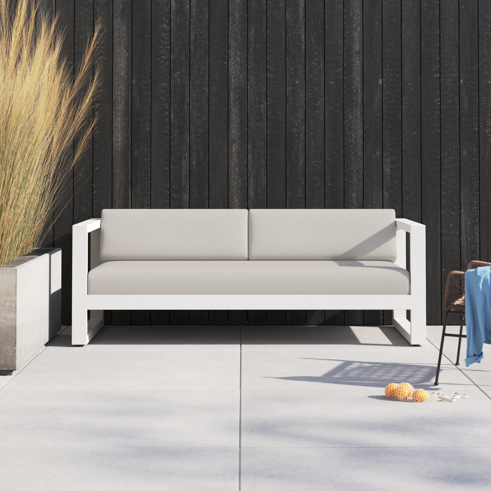 Camela 90" Sunbrella® Patio Sofa, Cast Silver Sunbrella®