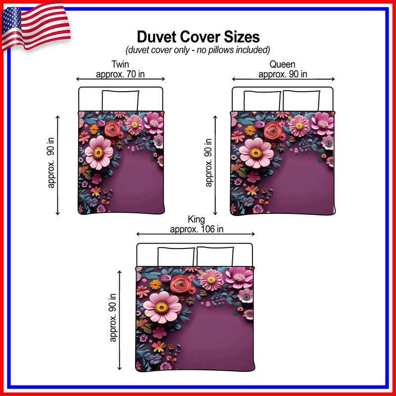 Housse de couette Art Floral Bedding, Très grand lit