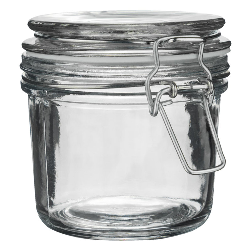Argon Tableware - Glass Storage Jars with Labels - 350ml - Set of 6, Clear