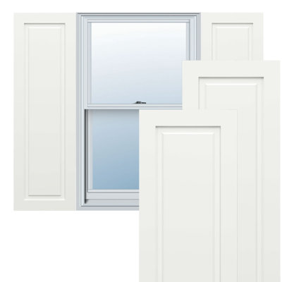 TrueFit PVC Single Raised Panel Shutters, 17"W x 51"H (Per Pair - Hardware Not Included) Unfinished