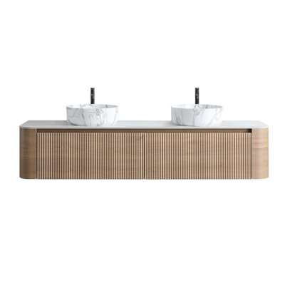 Meuble-lavabo double en céramique