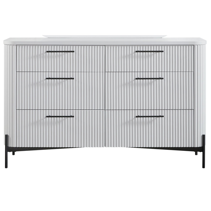 Commode 6 tiroirs pour chambre à coucher, Blanc