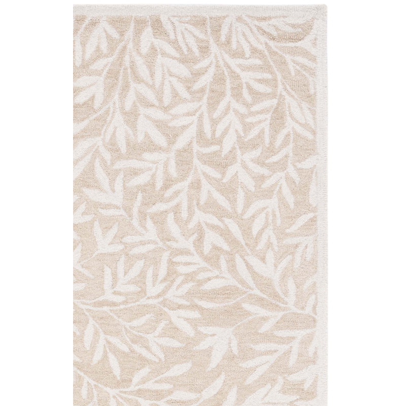 Tapis beige / ivoire en laine / coton touffeté à la main Jacameron, Rectangle 8 pi x 10 pi