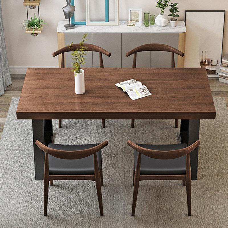 Brown Rectangular Solid Wood Dining Table, 29.53"H x 62.99"L x 27.56"W