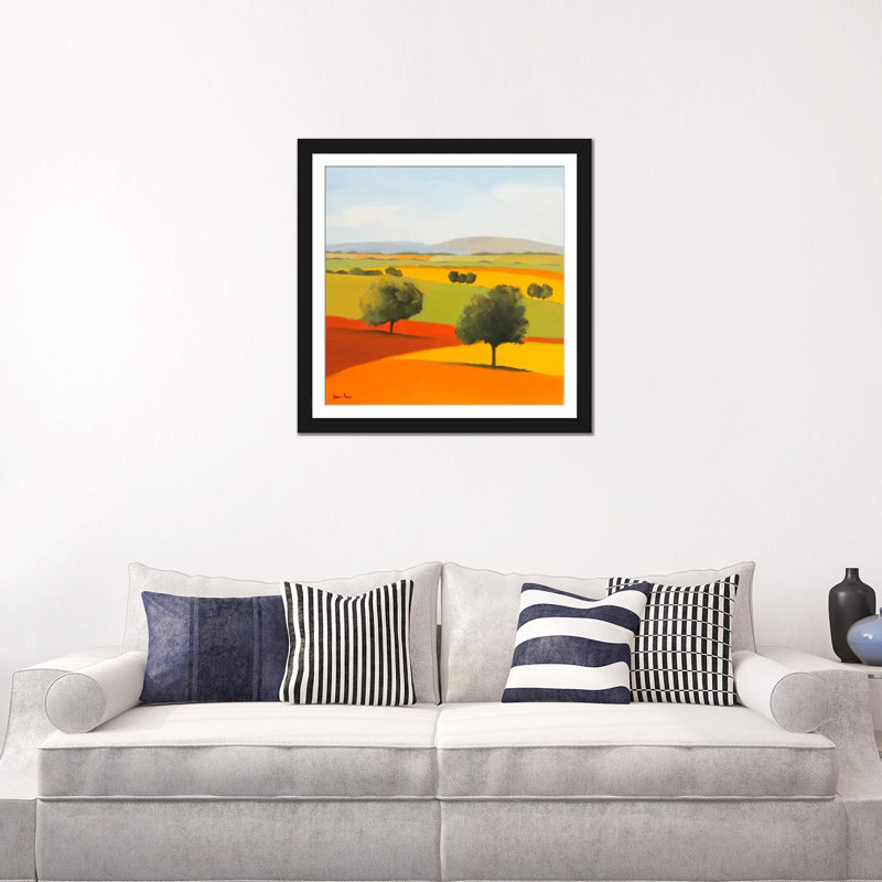 « red tree », impression sur toile, H 16 po x l 16 po x P 1 po, Papier avec cadre noir, Blanc