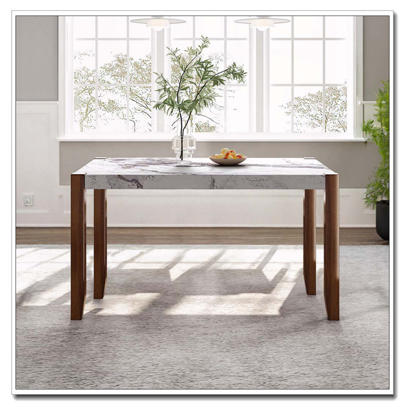 Rectangular Faux Marble Dining Table
