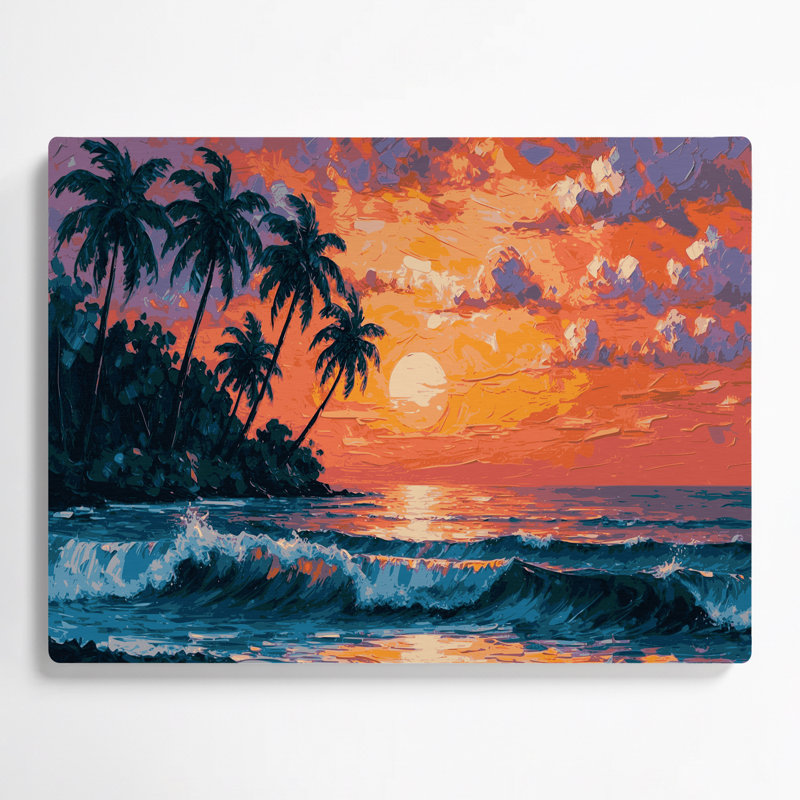 «Hawaiian Tropical Sunset», art mural en métal orange, H 11 po x l 14 po