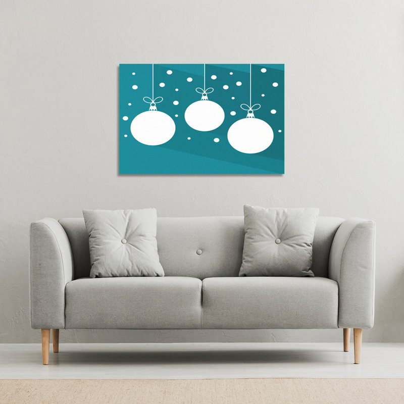 Green Christmas Baubles - Wrapped Canvas Print, 41cm H x 41cm W