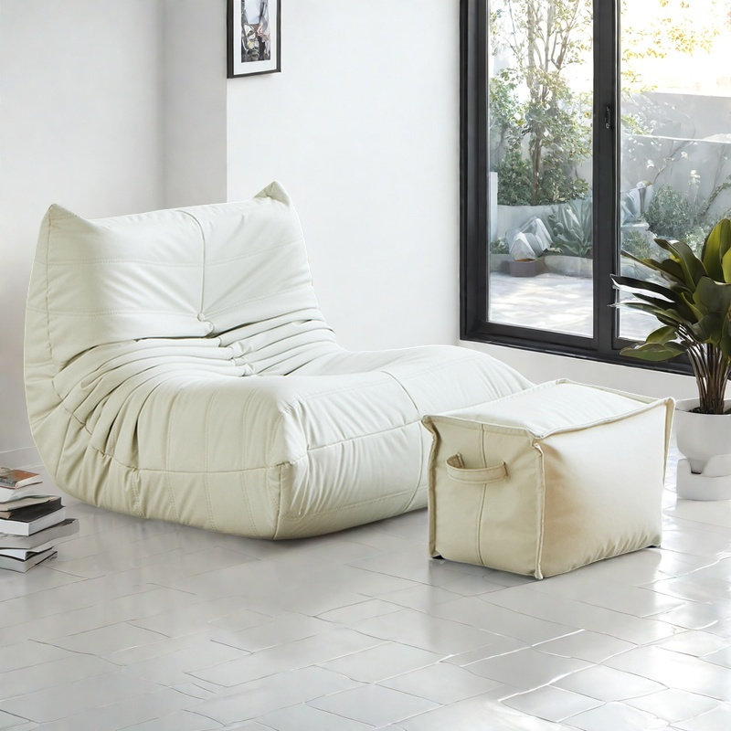 Canapé à billes rétro, Mélange de polyester blanc