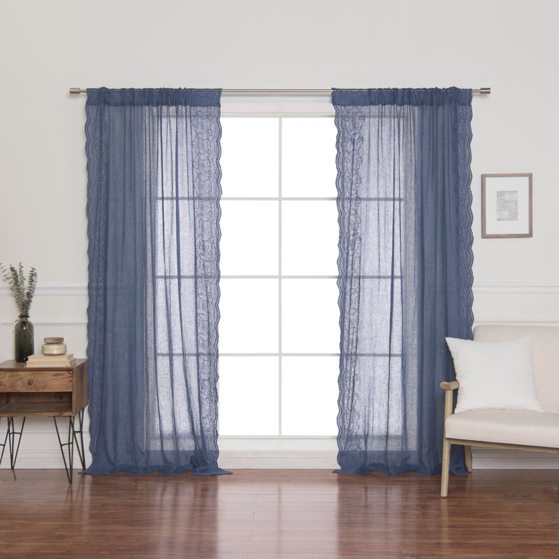 Abraham Linen Sheer Single Curtain Panel, Indigo