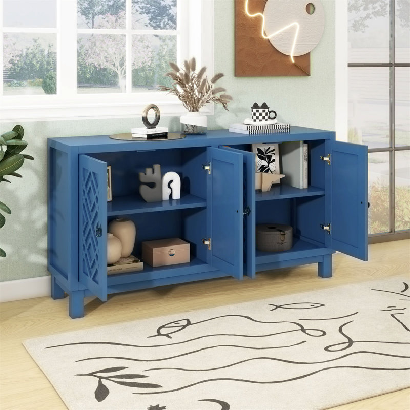 Grand buffet armoire avec poignées à anneau, Marine