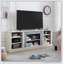 Large TV Desk Storage Rack with Faux Stacked Stone, Media Console Table with Ample Shelving and Cable Management