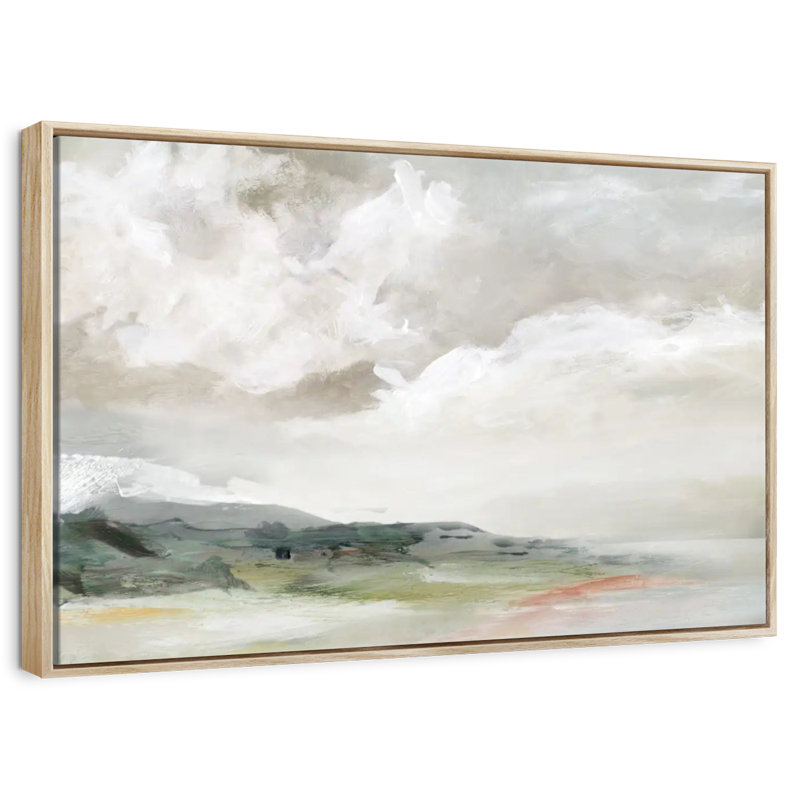 Chianna terre et nuages, Cadre flottant en bois naturel, 40 po x 27 po