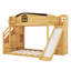 Lit simple superposé au dessus d'un lit double avec escalier de rangement et glissade, lit superposé en bois avec garde-robe et tablette, aucun sommier nécessaire-1764535829