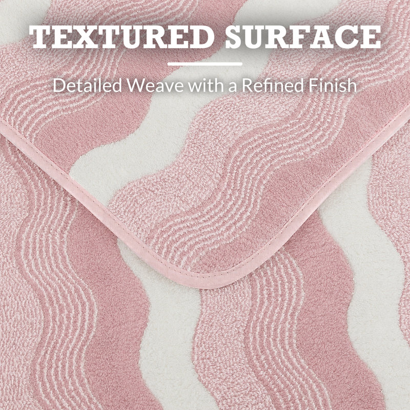 Ensemble de serviettes en microfibre pour salle de bain, 2 pièces 27 po x 55 po, Vague rose