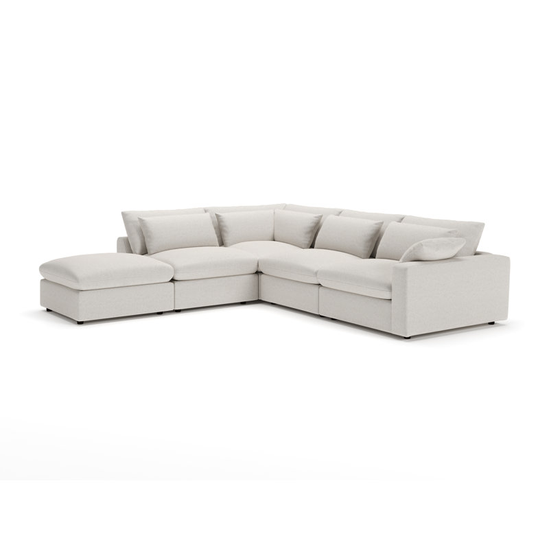 Canapé modulaire 5 pièces Remy, Orienté à gauche (vu de face), Natté gris clair Macarena