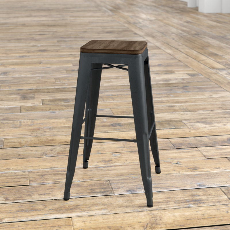 Gaikwad Counter Stool with Metal Frame, Gunmetal