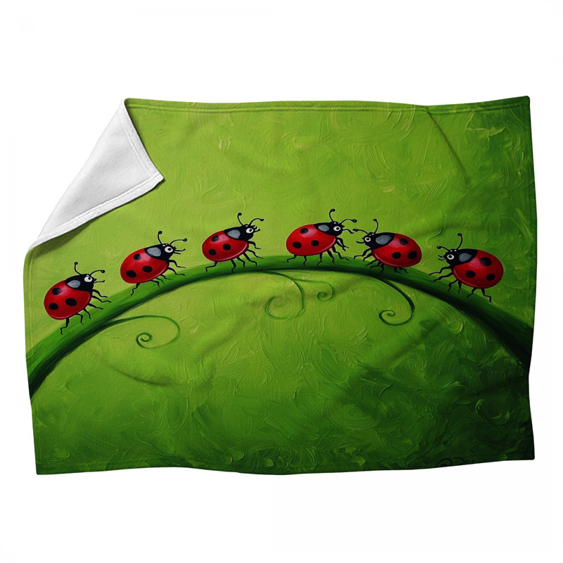 Coussin en polaire coccinelle - Jeté animal pour canapé ou lit, L 60 po x l 50 po