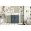 Meuble-lavabo de 30 po avec lavabo en céramique, armoire de rangement en bois massif avec portes à fermeture douce, style rétro, bleu