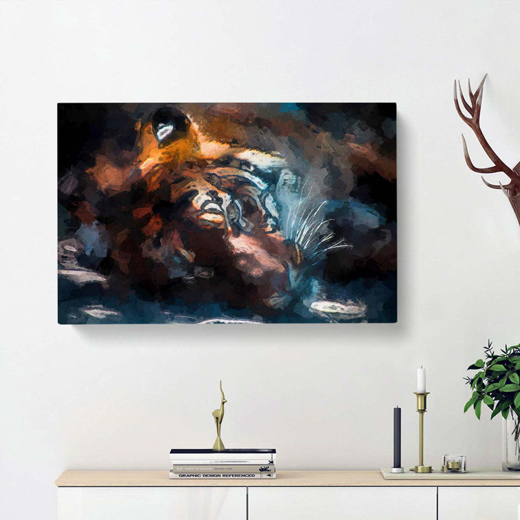 Tiger In The Shade In Abstract - Wrapped Canvas Print