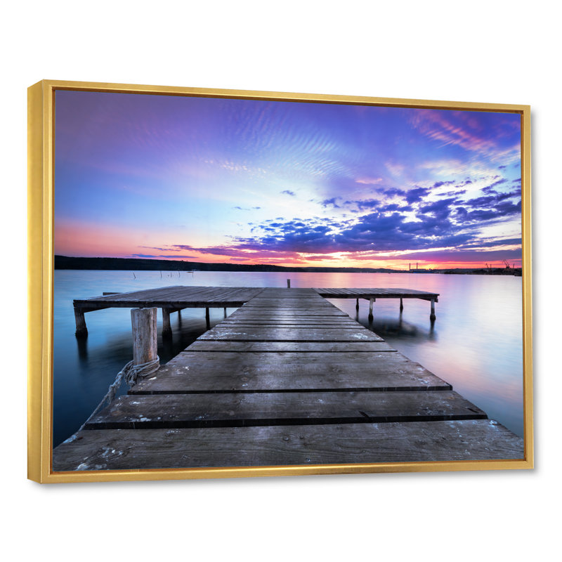 Décoration murale en bois, jetée en bois sur un ciel bleu - Nautique et bord de mer, H 34 po x l 44 po x P 1,5 po