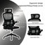 Grand et grand fauteuil de bureau avec roulettes silencieuses, soutien lombaire, coussin de peau pour le bureau personnel, filet ventilé ergonomique extensible noir, structure de dossier solide