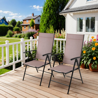 (2-pack) - Breathable Textilene Fabric & Lightweight Aluminum Frame Patio Chairs With 7-position Adjustable Back For Yard,garden,balcony by Latitude Run