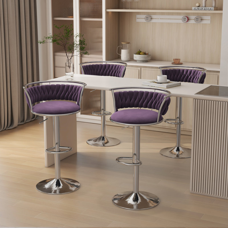 Tabouret de bar Christal, Mauve, Argent