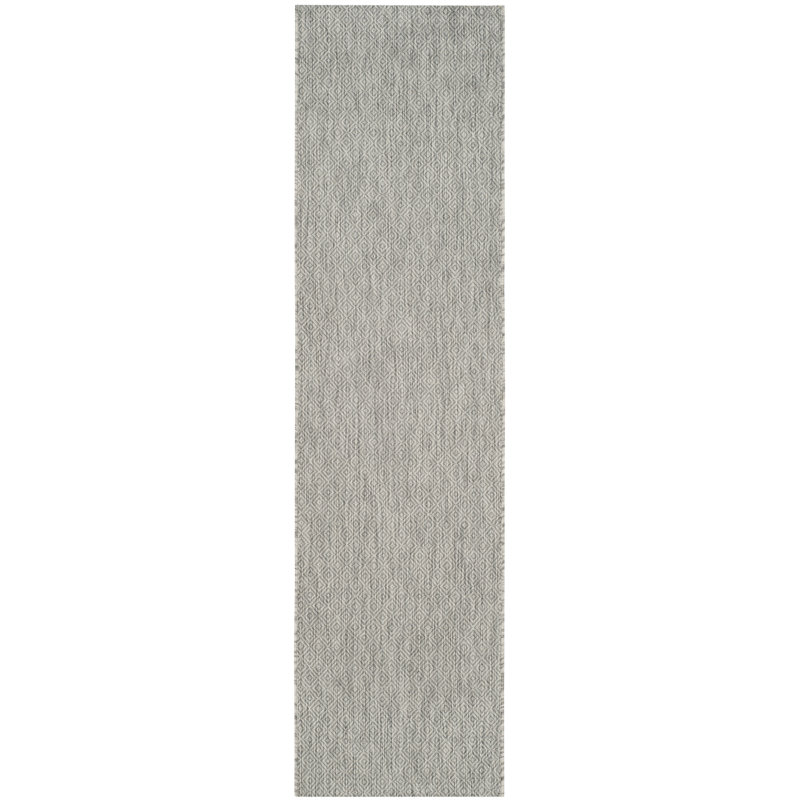 Tapis intérieur / extérieur à motif géométrique gris, Tapis de couloir 2 pi 3 po x 20 pi
