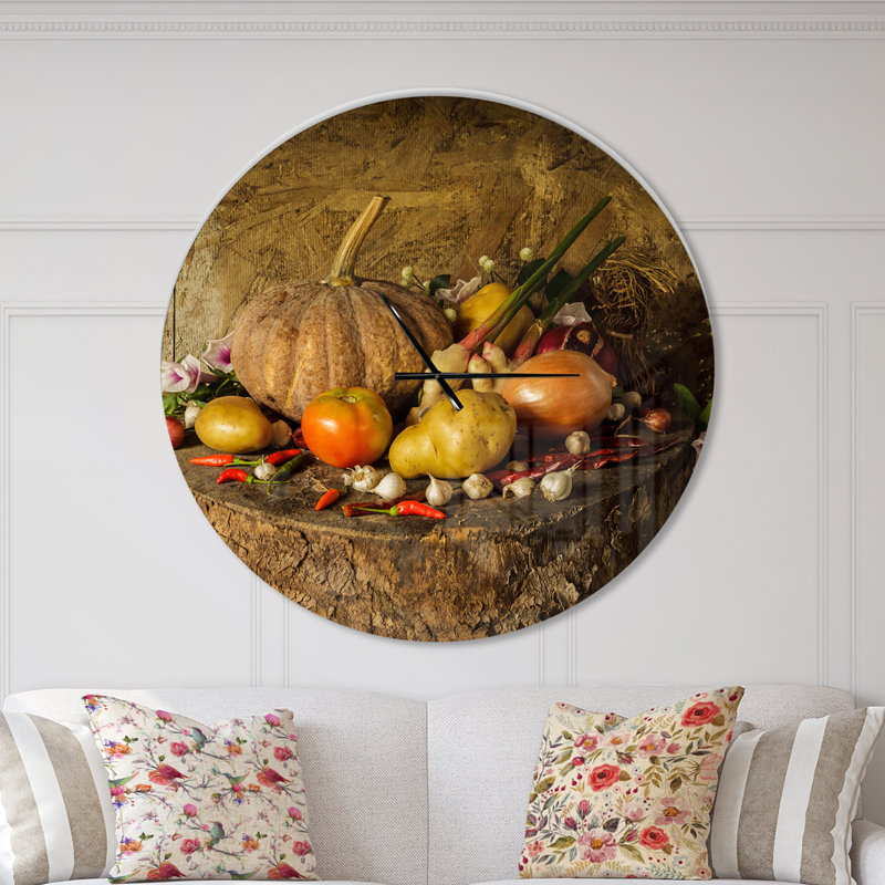 Légumes et fruits - Horloge murale moderne, Surdimensionné