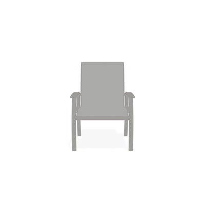 Belle Isle Sling Aluminum Frame Dining Height Arm Chair with Marine Grade Polymer Arm Accent