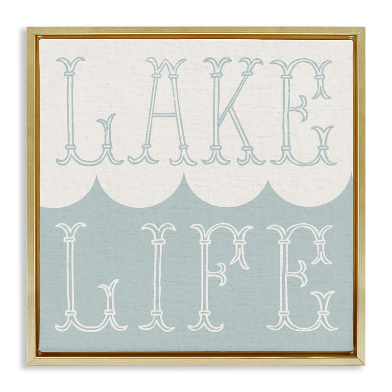 «Lake Life with Wave» par Daphne Polselli, H 25 po x l 25 po, Cadre flottant métallique doré