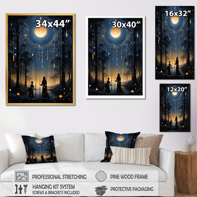 Native Art Blue Celestial Guardians IV, Cadre photo noir, H 20 po x l 12 po x P 1 po