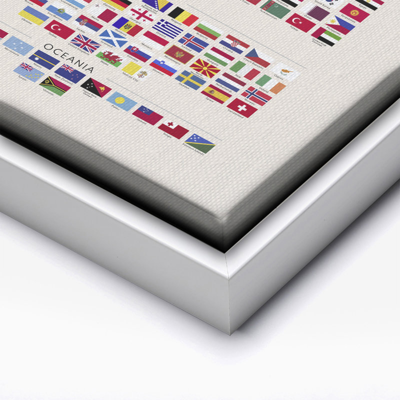 Drapeaux du monde, Canvas, 12"H x 16"W, White Framed