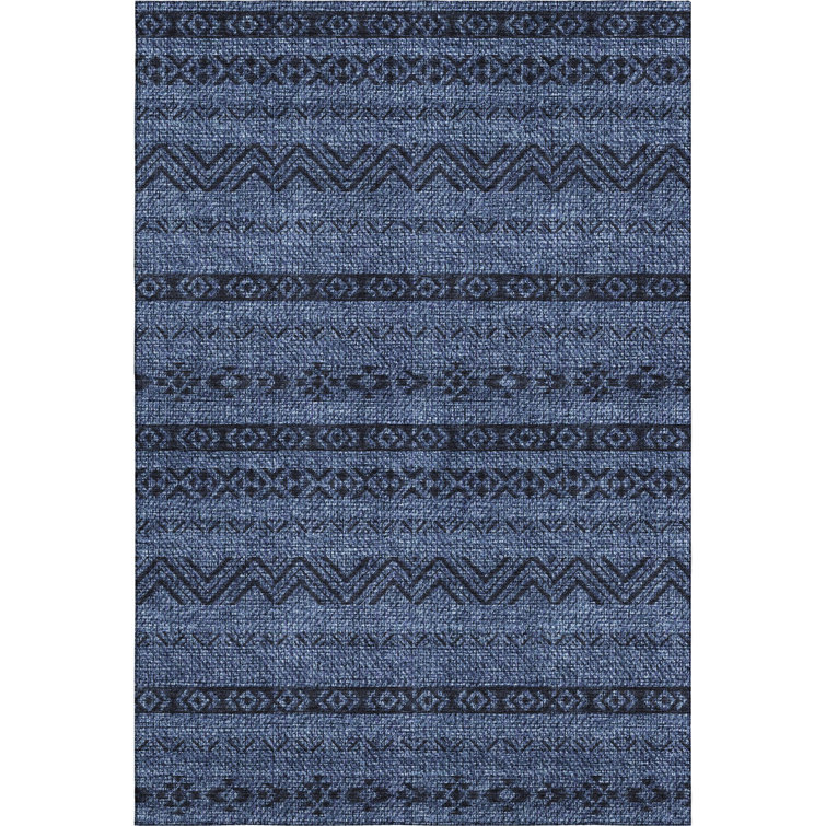 Premium Machine Washable Prisco Navy Rug