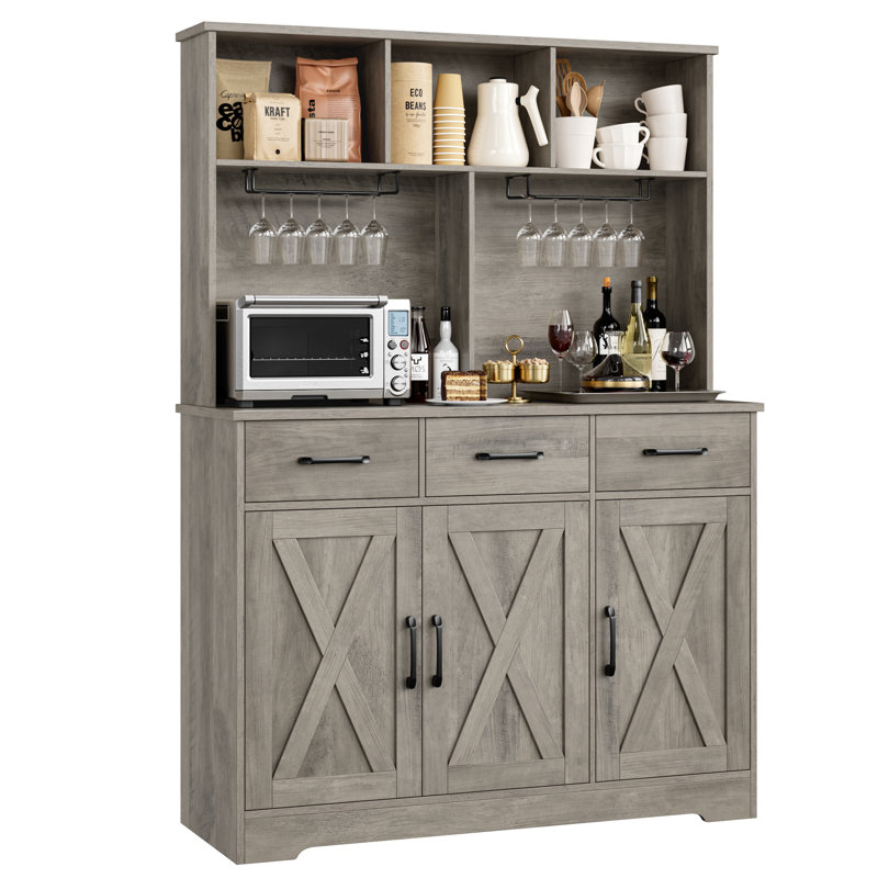 60'' Kitchen Pantry with 3 Drawers, Gray