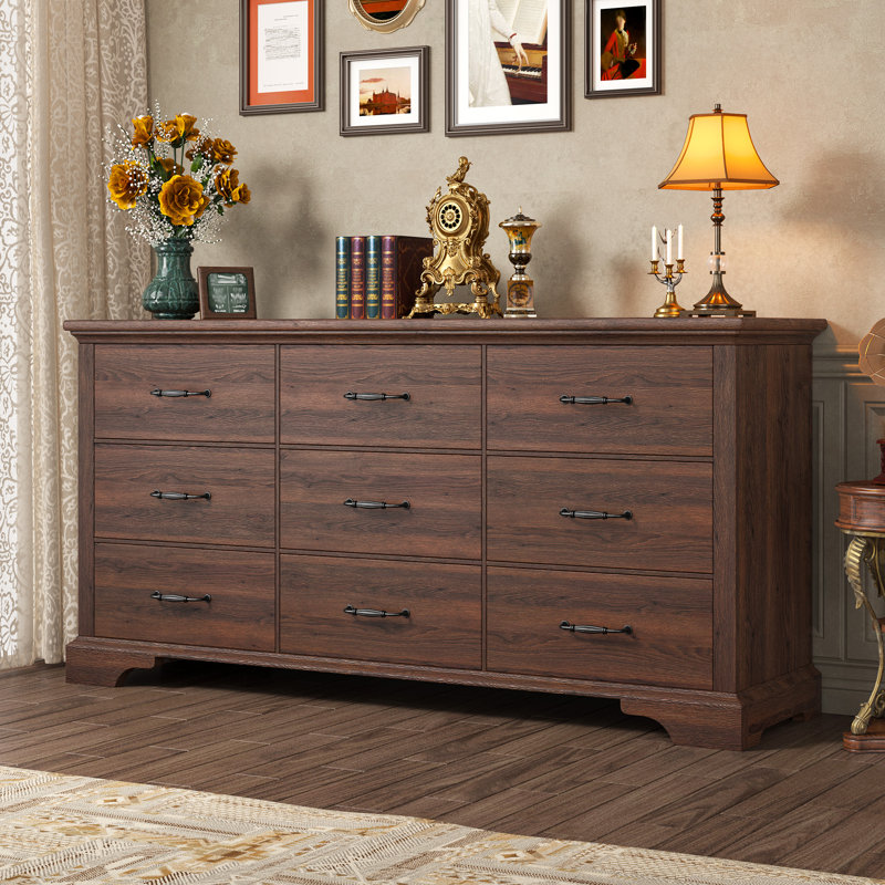 Commodes 63 tiroirs pour chambre à coucher l 63 po, Brun