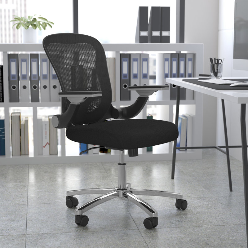  Chaise de bureau ergonomique en maille à dossier moyen avec accoudoirs rabattables réglables en hauteur