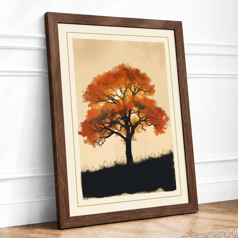 Autumn Tree Boho - Framed Print, A3 - 42.0 x 29.7 cm, Walnut
