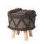 Handmade 16.23" Foot Stool - Blending Wool & Cotton And Eucalyptus Wood 16X16 Made With Handwoven