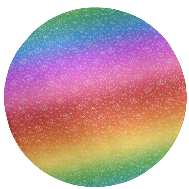 Tapis rouge/rose/jaune pizza, Rond 5 pi